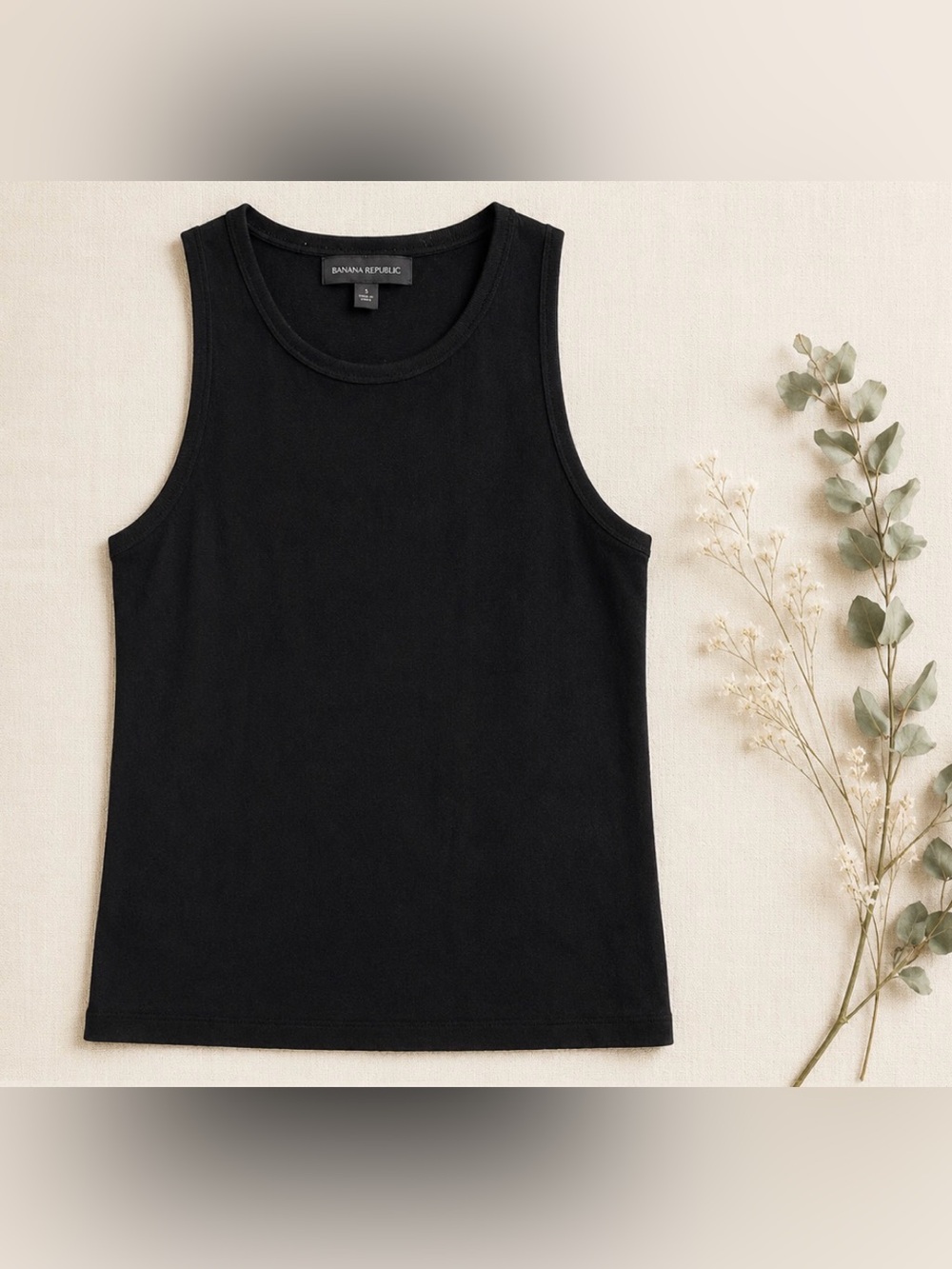 Banana Republic Black Ribbed Tank Top | Size Small